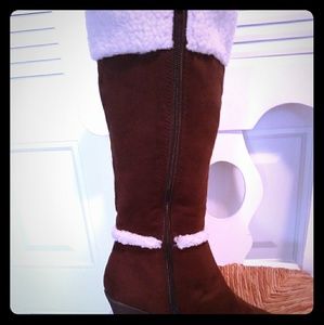 Chocolate Brown wedge boots size 8